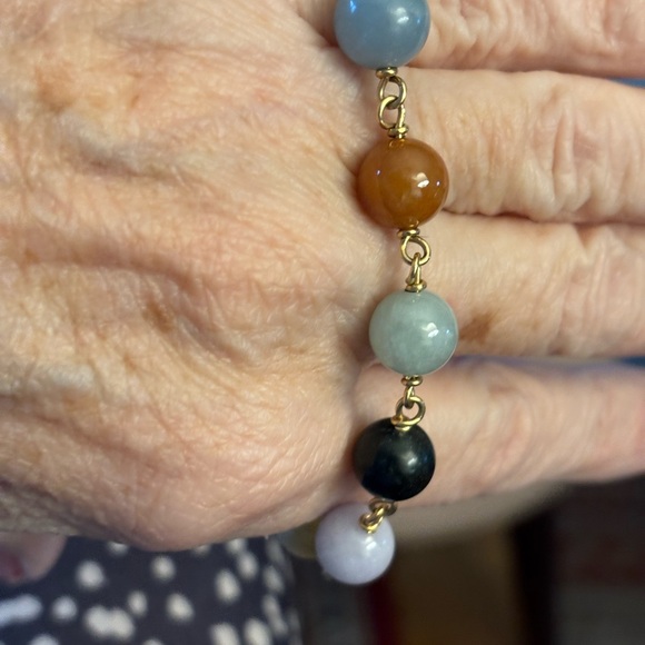 Beautiful 14k bracelet with multi colored semi precious stones - Picture 3 of 4